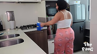 Young Girl And Milf Have Sex In The Kitchen