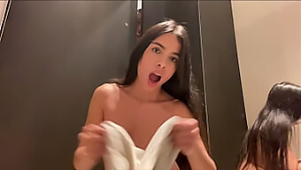 Squirting And Cumming In The Fitting Room Of A Shop.